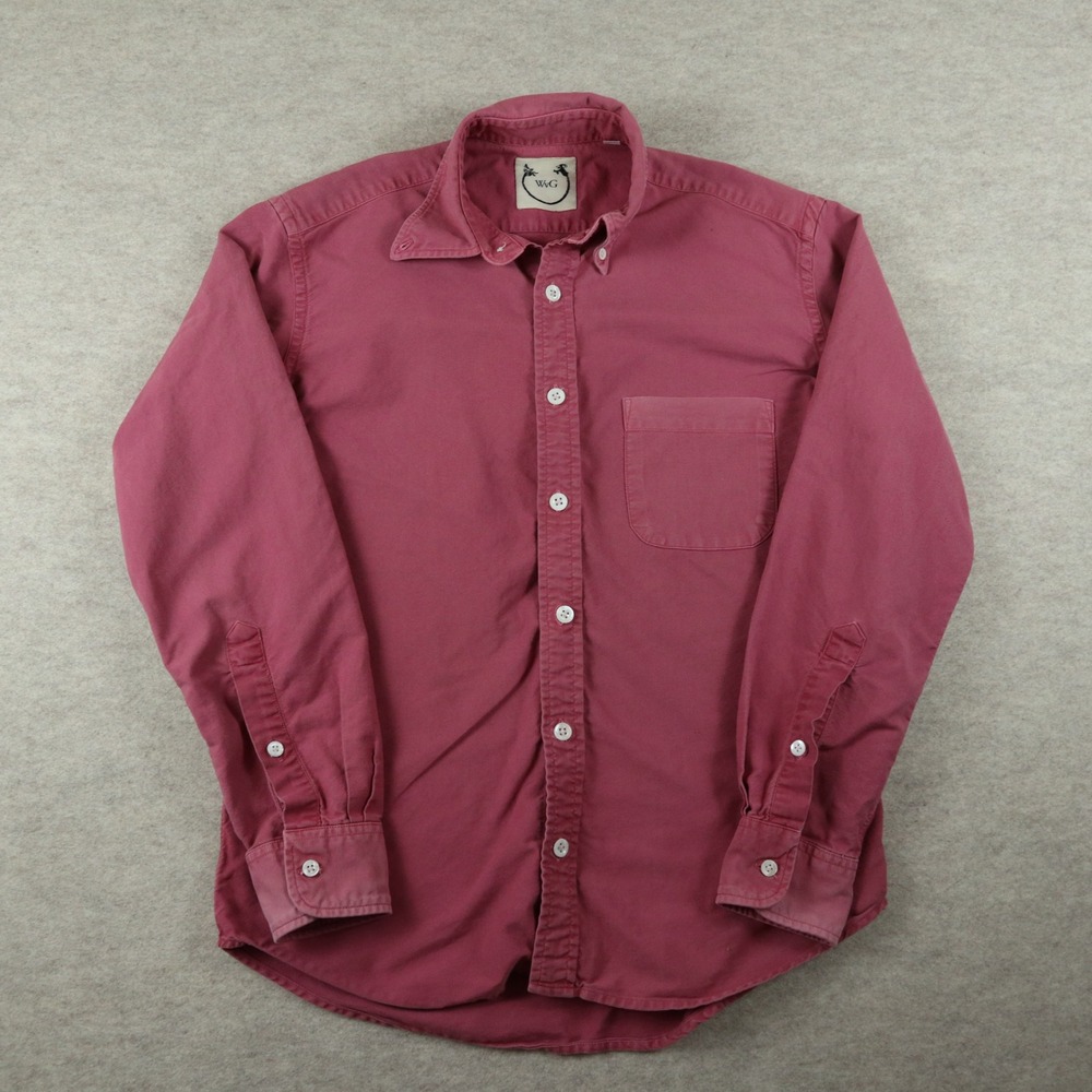 Wolf vs Goat Shirt XS Oxford Button Down Modern Berry Red Long Sleeve